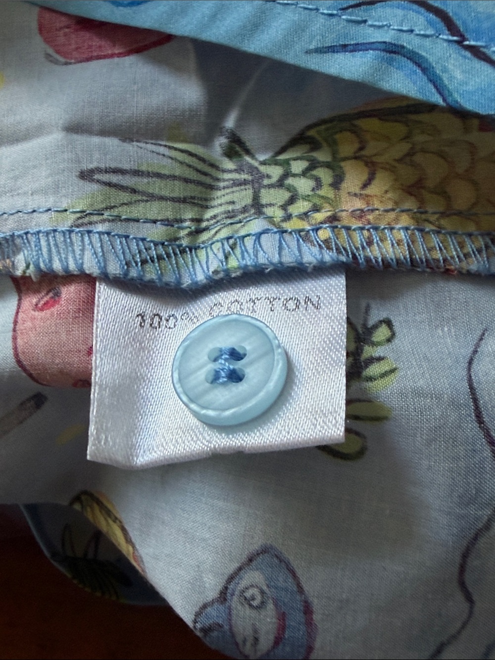 Tropical Fruit Tie-Front Crop Shirt - Light Blue - Picture 6 of 6